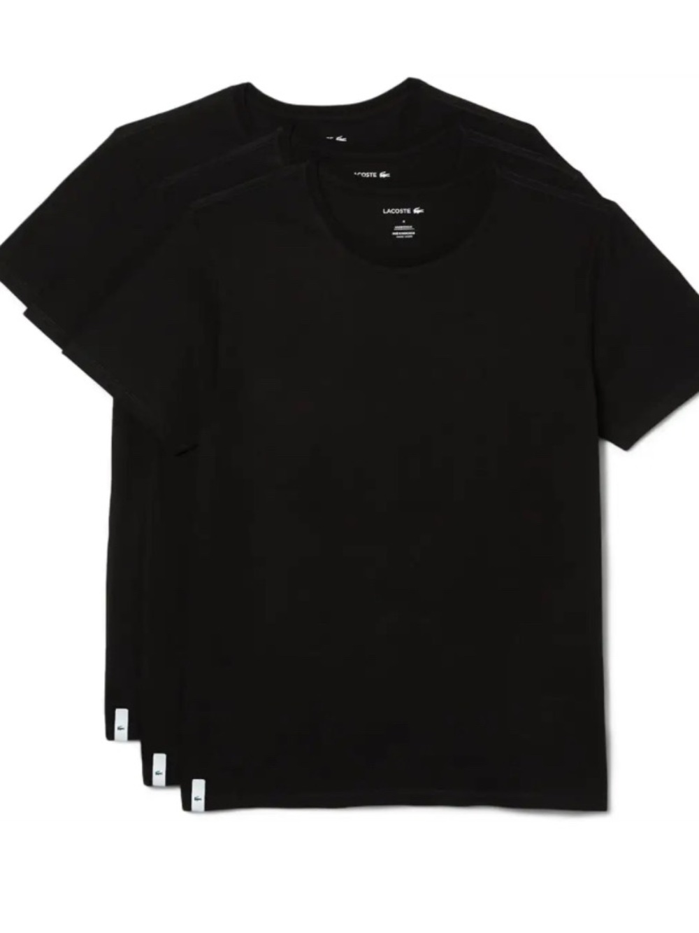 NWT Lacoste 3 Pack Cotton Crew Neck Tee Slim Fit Size Men’s XS